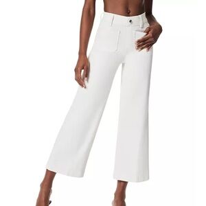 NWT SPANX High Rise Cropped Wide Leg Jeans in Ecru Wash